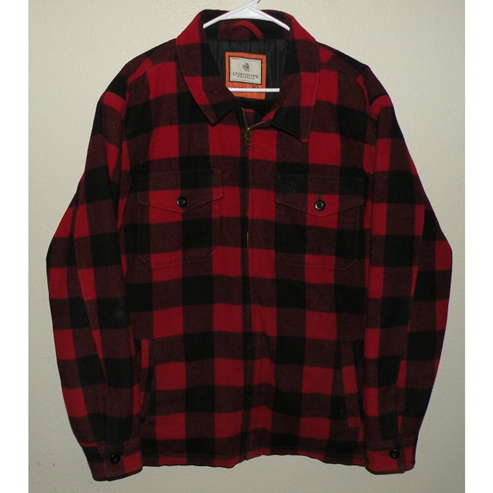 Legendary Whitetails Men’s XL Wool Blend Hunting Jacket Red/Black Buffalo Plaid